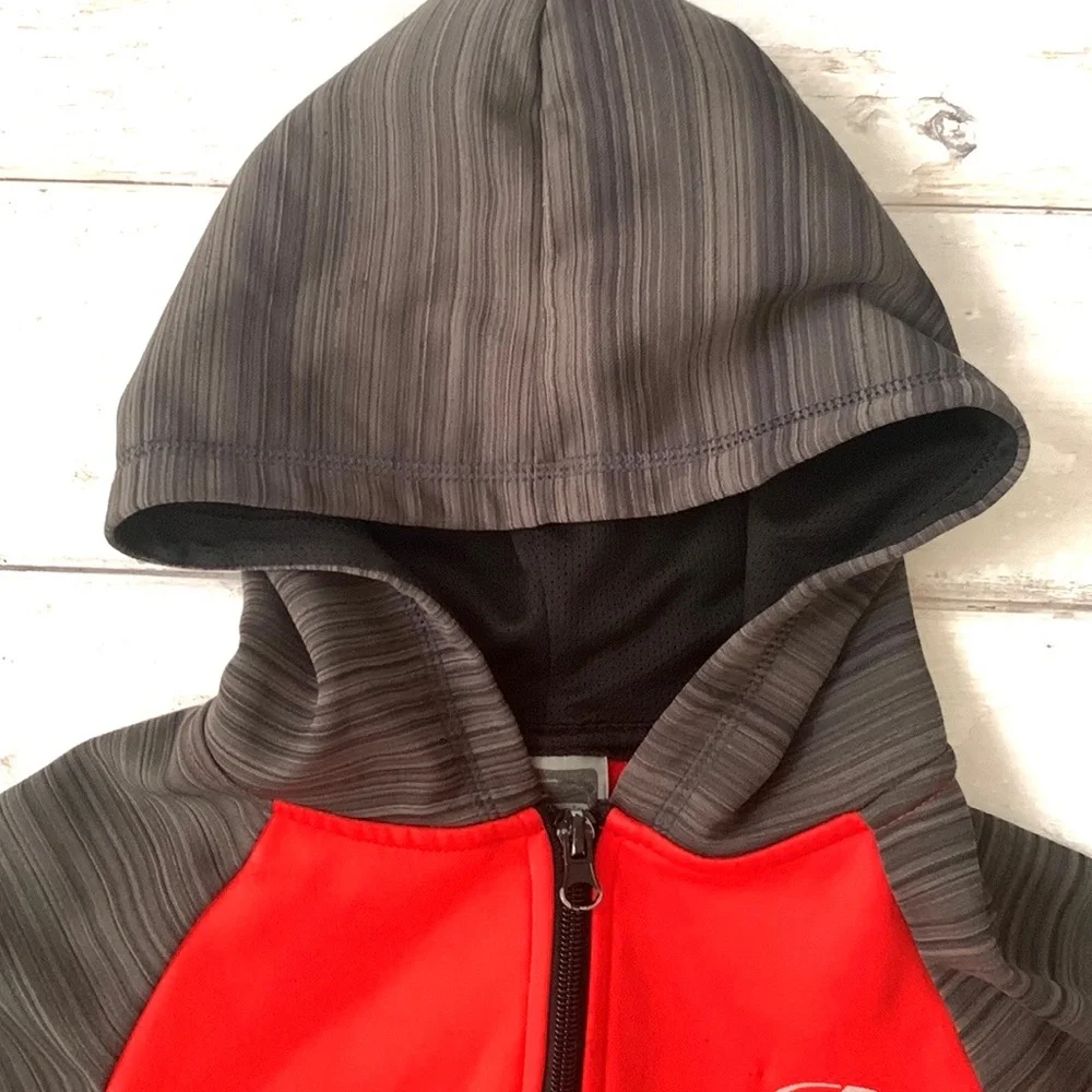 Champion Boys 6/7 Red Gray Athletic Track Jacket Zip Up Hoodie Sweatshirt 6 7